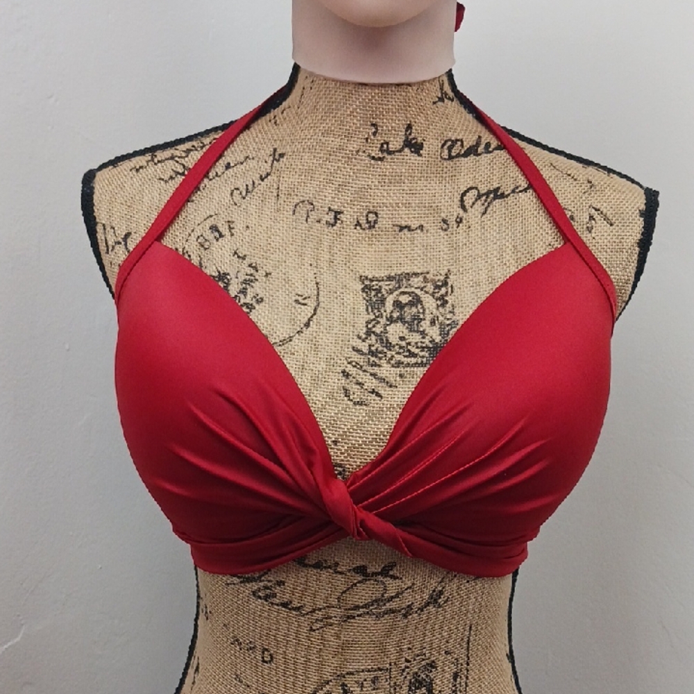 Shade & Shore Red Halter Bikini Top